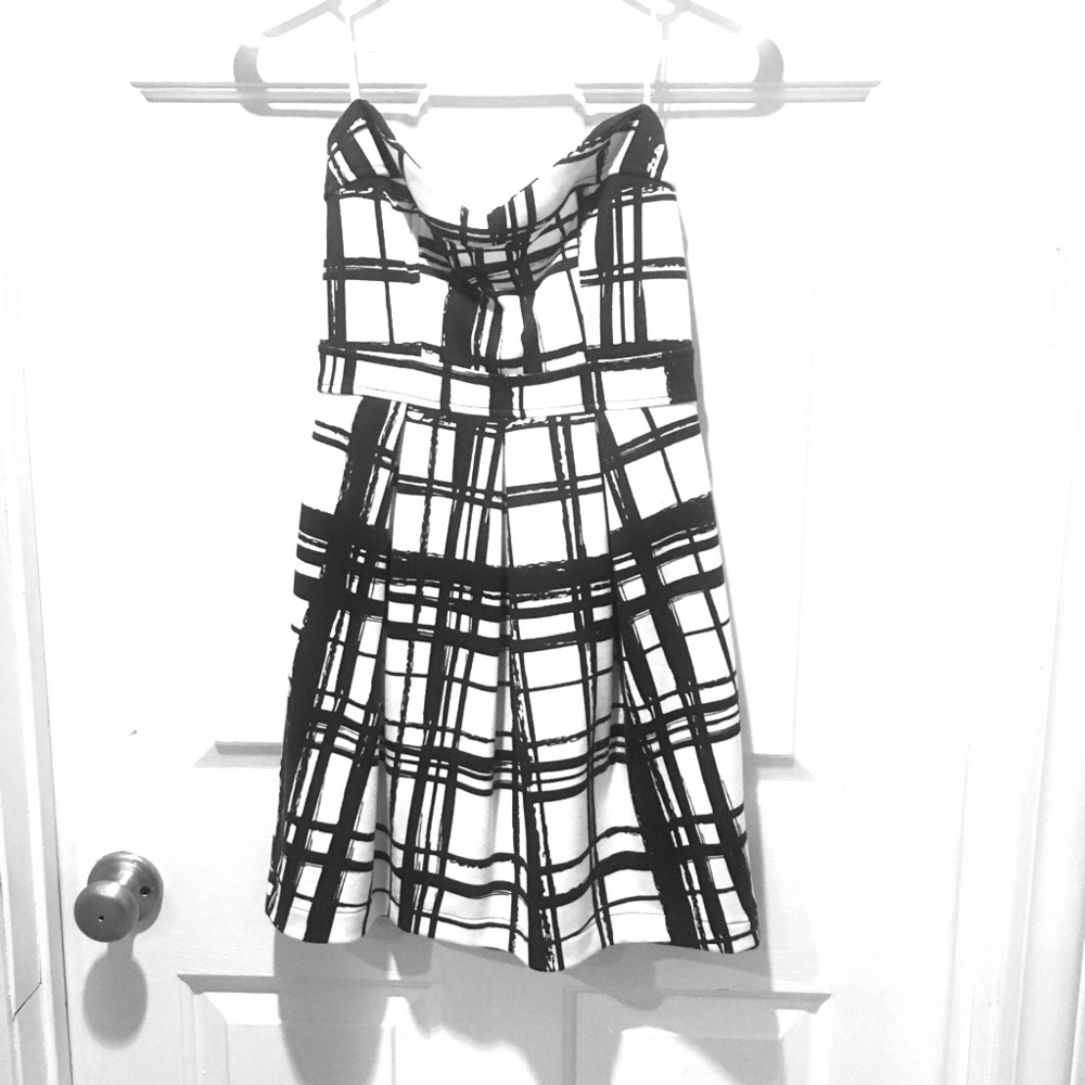 Black + White Abstract Cocktail Dress